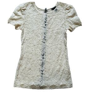 VS MODA Intl Lace Top Y2K Boho Sm Cream Back Zip-Up - Victoria’s Secret Holiday